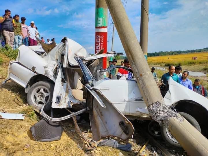 সিলেট-তামাবিল সড়কে প্রাইভেটকার নিয়ন্ত্রণ হারিয়ে নিহত ৩ আহত ২