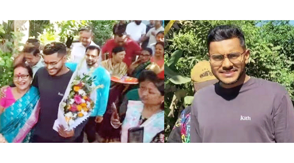 শ্রীমঙ্গল পৈতৃক বাড়িতে এলেন ফুটবলার শমিত, এলাকাজুড়ে আনন্দের বন্যা