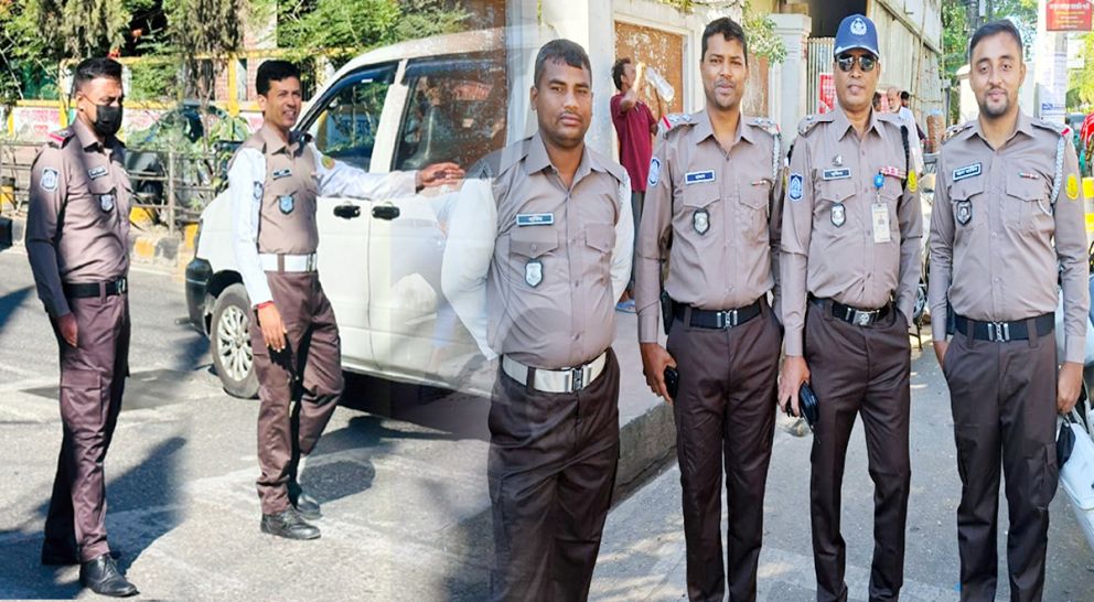 সিলেটের রাস্তায় ‘নতুন পোশাকে’ পুলিশ