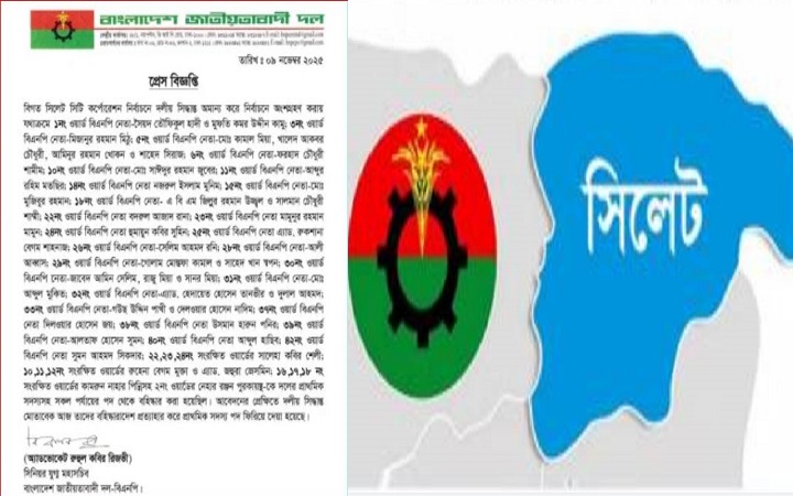 প্রত্যাহার হলো সিলেট বিএনপির ৪০ নেতার বহিষ্কারাদেশ