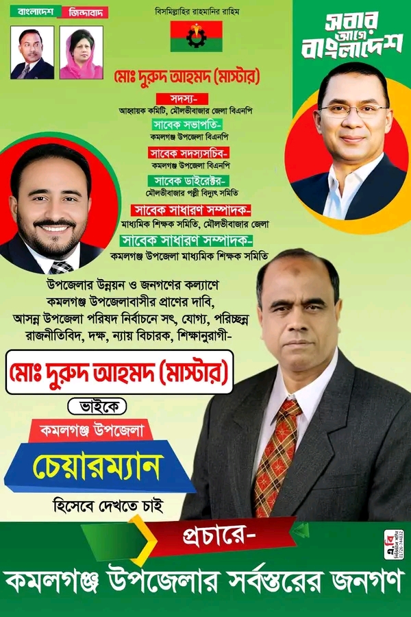 কমলগঞ্জ উপজেলা চেয়ারম্যান পদে আলোচনায় দুরুদ মাস্টার