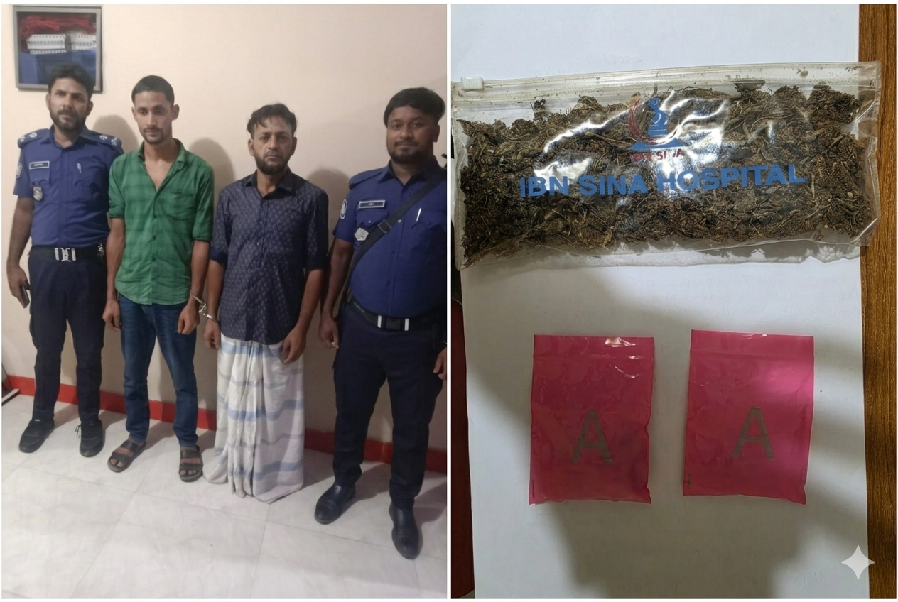 গোলাপগঞ্জে ইয়াবা ও গাঁজাসহ দুই মাদক ব্যবসায়ী আটক