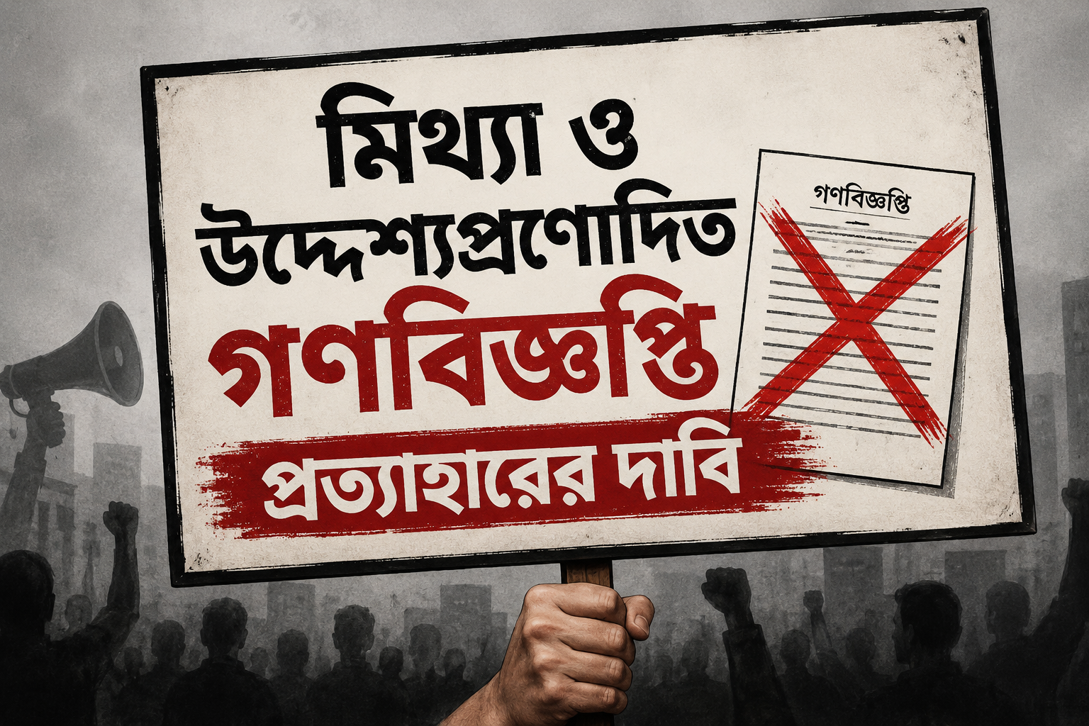মিথ্যা ও উদ্দেশ্যপ্রণোদিত গণবিজ্ঞপ্তি প্রত্যাহারের দাবি